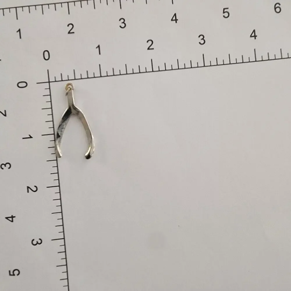 Womens Watch Wishbone Pendant Silver Tone Metal Charm Jump Ring Loop Minimalist